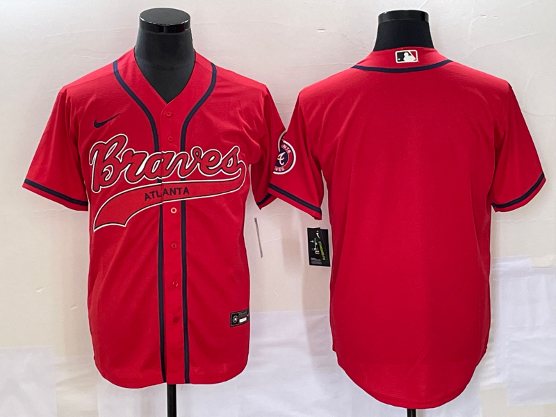 Men's Atlanta Braves Blank Red Cool Base With Patch Stitched Baseball Jersey Men's Atlanta Braves Blank Red Cool Base With Patch Stitched Baseball Jersey